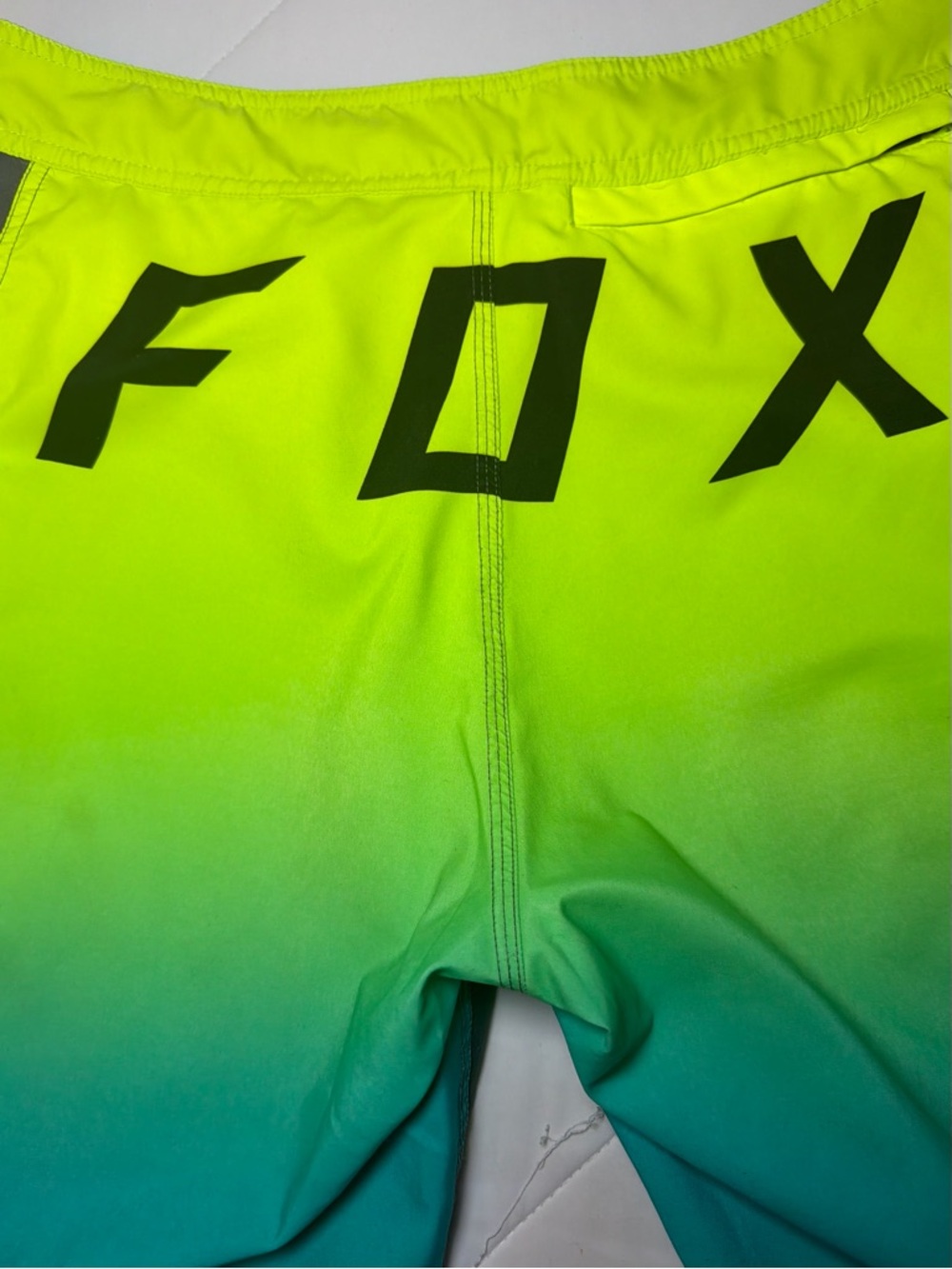 Fox Men's Gray Swim Board Shorts with Teal and Neon Yellow Accents size 32 - Picture 7 of 8